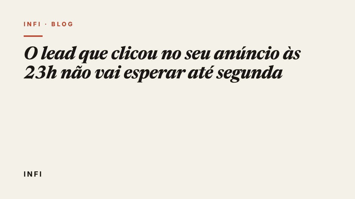 O lead que clicou no seu anúncio às 23h não vai esperar até segunda